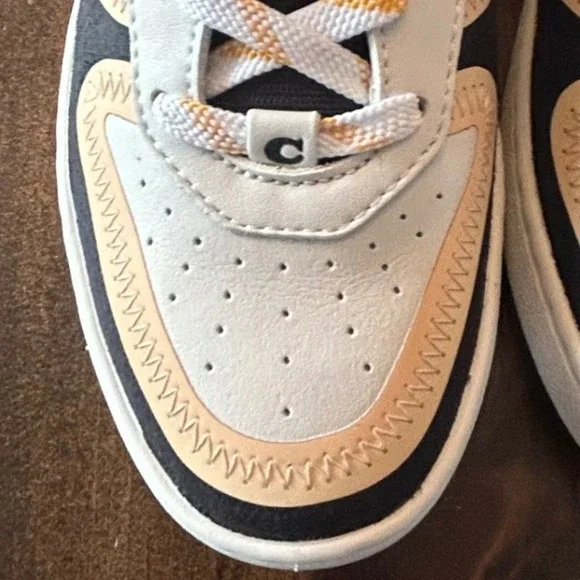 Coach Citysole Court Low Top Leather Suede Sneakers White Yellow Black Shoes 6.5 - Picture 4 of 10